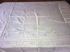 VINTAGE MADEIRA CROCHET EMBROIDERED CUT OUT TABLECLOTH 5 NAPKINS 74 X 62” # 150 picture