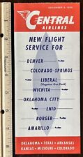 RARE 1956 CENTRAL AIRLINES BROCHURE NEW FLIGHT SERVICE COMPLETE SYSTEM SCHEDULES picture