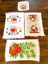 FOUR Vintage Christmas Themed Towels Terry Cloth 3 Tea Towels And 1 Wash Cloth picture