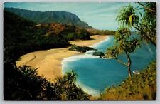 Kauai Hawaii Lumahai Beach Scenic Coastal Landmarks Ocean Chrome Postcard picture