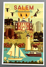 Salem, Massachusetts - Geometric City Series - Lantern Press Postcard picture