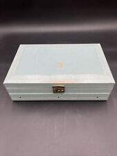 Vintage 1960's Mele Jewelry Box 2 Tier Baby Blue  12”x8” picture