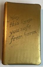 WWII Metal Cover Heart Shield Soldier Pocket Bible “May This Keep You From Harm” picture