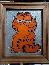 VINTAGE PRE-OWNED GARFIELD GLITTERY WOODEN FRAME FRAME SIZE 10 1/2 inches x 12 picture
