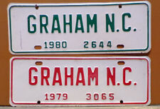 1979 1980 Graham North Carolina City topper License Plates picture