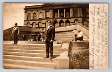 Fountain & Stairs In Front Off Des Moines Iowa Library Posted 1907 RPPC Postcard picture