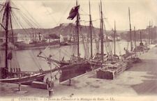 CPA 50 CHERBOURG Bassin du Commerce Fishing Boats & Montagne du Roule 1900 picture