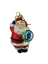 Vintage Thomas Pacconi Blown Mercury Glass Christmas Tree Ornament Santa Wreath  picture