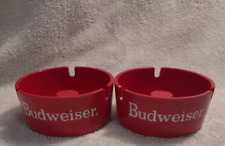 2 Vintage 1980's Red Budweiser Beer Bar Ashtray American Ornapress Corp Ornamin picture