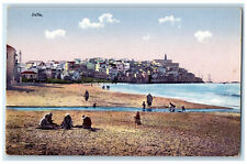 c1910 Scene of People in Sand Sea Waves Jaffa Tel Aviv-Yafo Israel Postcard picture