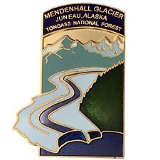 Vintage Mendenhall Glacier Tongass National Forest Scenic Travel Souvenir Pin picture
