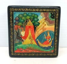 Vintage Russian USSR Lacquer Box Hand Painted 3'' W/ Signature picture