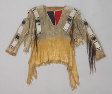 Old American Handmade Beige Buckskin Suede Beaded Powwow Regalia War Shirt  NW11 picture