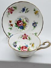 Royal Tuscan Teacup and Saucer Bouquet Made in England Vtg Bone China Demitasse picture