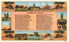 Postcard TX Down in Texas Poem Multi View Unposted 1936 Linen Vintage PC G421 picture