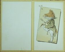 French Menu Blank 1890 Dressed Wild Boar Head on Platter, Color Litho picture