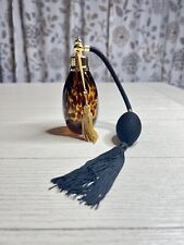 Vintage Brown Glass Perfume Atomizer Bottle With Tassel On Spritzer & Top 5”High picture