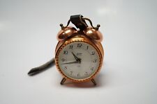 REPAIR VTG Linden Black Forest Double Bell Peg Leg Alarm Clock CopperTone German picture
