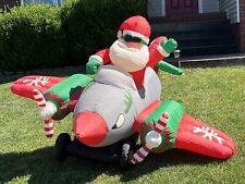 Animated Santa Pilot Fighter Jet Christmas Inflatable Duel Rotating Propellers picture