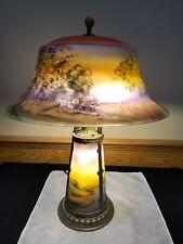 Pittsburgh Reverse Painted Arts Crafts Antique Lamp Handel Bradley Hubbard Era picture