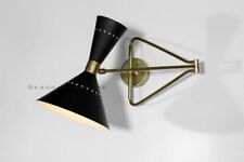 1950 Brass Black Wall lamp Diabolo Italian Cone Stilnovo Sputnik Light Swing Arm picture