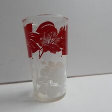 Vintage Mid-Century Atlas Red and White Flowers Glass picture