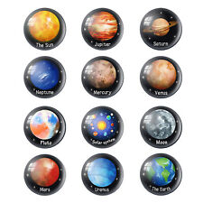 12pcs Planet Fridge Magnets Solar System Round Refrigerator Magnetic Sticker picture