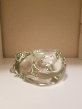 Vintage Avon Clear Glass Sleeping Cat Candle Holder picture
