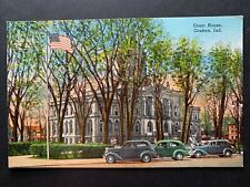 Postcard Goshen IN - c1940s Elkhart County Court House Building - American Flag picture
