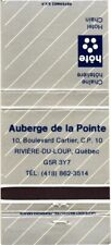 Rivière-du-Loup Quebec Canada Auberge de la Pointe Vintage Matchbook Cover picture