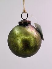 David Christopher 4” Olive Green Crackled Heavy Glass Ornament 🎄 picture