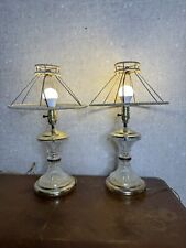 Pair Of Vintage Mid 20th Century Leviton Crystal Glass Table Lamps Parlor picture