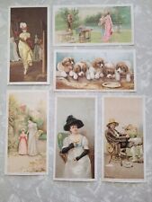 1892 Victorian Trade Cards, Newsboy Plug Tobacco. Lot of 6, puppies, fishing.... picture