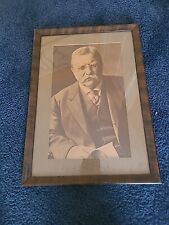 Antique Framed Lithograph  of Theodore Roosevelt in Wooden Frame picture