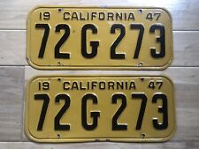 Vintage 1947 CA License Plates Pair Refurbished picture