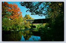 Vintage Saxtons River Covered Bridge Postcard Grafton, Vermont picture