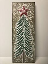 NEW 22” x 8.25” Vintage Style Embossed Painted Metal Christmas Tree Wall Decor picture