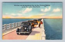 FL-Florida, Overseas Highway, Vintage Cars Antique Souvenir Vintage Postcard picture