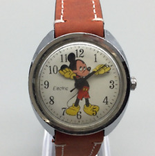 Vtg Timex Electric Disney Mickey Mouse Watch Men Silver Tone 35mm New Battery picture
