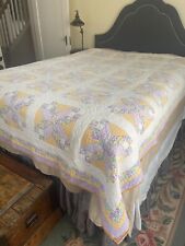 vintage handmade quilt, weather vane floral, 76 x 90 country farmhouse picture