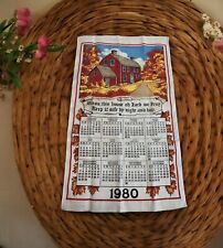 VTG 1980 Linen Calendar Tea Towel Rustic Kitchen Wall Hanging BLESS THIS HOUSE picture