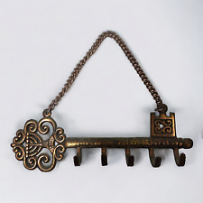 Vintage Judaica Brass Key Holder Israel Menorah Plaque Hebrew Judaism Home Decor picture