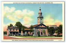 c1940 Historic Catholic Cathedral Library Rectory Vincennes Indiana IN Postcard picture