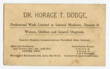 c1920s Denver Colorado Dr. Horace T Dodge Diseases of Women business card picture