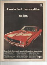 1969 Chevrolet Camaro print ad: 