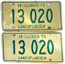 Illinois 1973 License Plate Set Garage Vintage Man Cave 13 020 Collector Decor picture