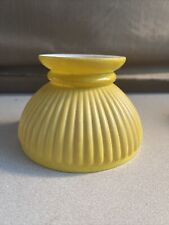 Vintage Yellow On Milk Glass Student Lamp Shade Fitter  5 7/8” Ribbed picture