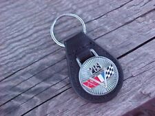 1960s CHEVY 283 FLAGS LEATHER KEY FOB VINTAGE NOS CUSTOM-MADE BRILLIANT KEYCHAIN picture