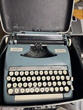 Vintage Smith Corona Riviera Blue Manual Typerwriter In Case, See Description picture