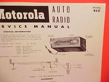 1953 1954 MOTOROLA AUTO CAR AM RADIO FACTORY SERVICE REPAIR MANUAL MODEL 412 picture